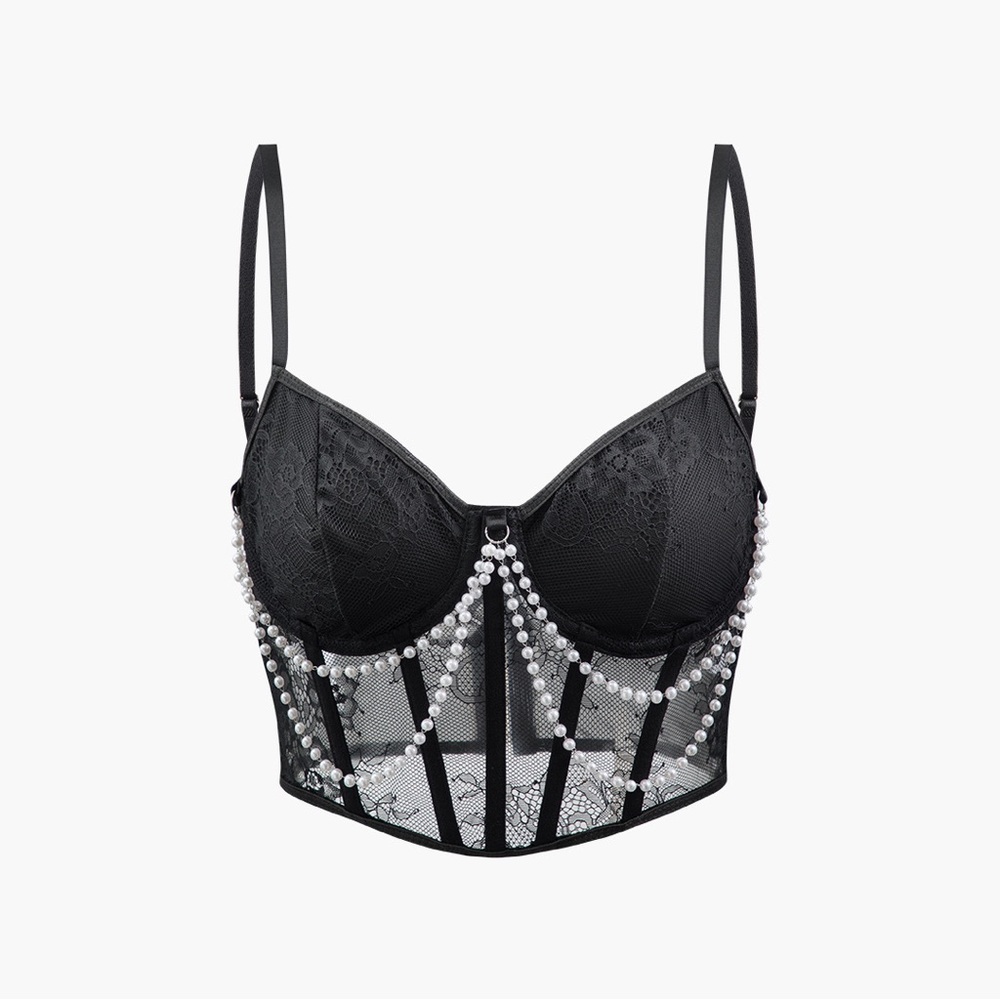 MICAS Pearl Lace Cami Top Black